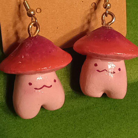 Pink Mushroom Earrings