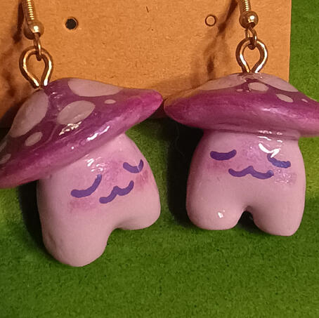Purple Mushroom Earrings